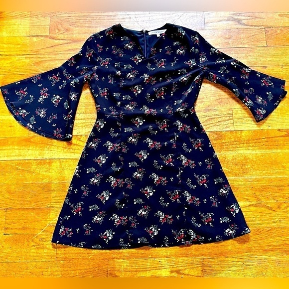 After Market Size Small Dress NWOT Never Worn ditzy flowers navy blue Lined - Picture 1 of 10
